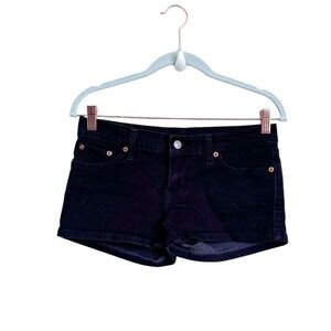 Vintage Levi's Womens Micro Mini Denim Jean Shorts Size 27 Black Festival 90s